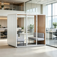 Cabine de bureau insonorisée acoustique modulaire avec murs en verre et deux sièges lounge pour immeubles de bureaux, hôtels – Personnalisable, vente en gros, OEM