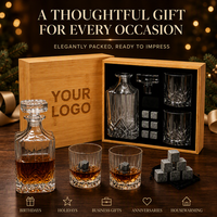 Coffret Cadeau SHUNSTONE : Carafe à Whisky, Verres à Degrésziller, Pierres Réfrigérantes, Boîte en Bambou, Logo Personnalisé, Cadeaux d'Entreprise pour Cadres