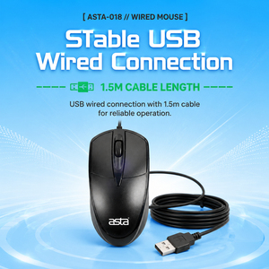 <span class=keywords><strong>Souris</strong></span> d'ordinateur filaire ASTA USB légère 1600 DPI ergonomique plastique ABS noir 1 dollar <span class=keywords><strong>souris</strong></span> personnalisable - Product Image 3