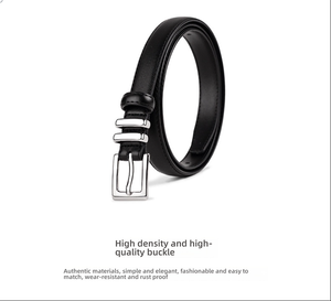 <span class=keywords><strong>Ceinture</strong></span> en cuir véritable pour <span class=keywords><strong>femme</strong></span>, tendance, fine, avec boucle ardillon en alliage <span class=keywords><strong>argent</strong></span>é, noire, décorative, pour jeans, 115 cm – Grande Vente - Product Image 3