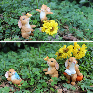 Set di 5 Statuette di Conigli in Resina, Collezione Miniature per Giardino Fatato, Sculture di Animali Anime per Bambini e Regali - Product Image 2