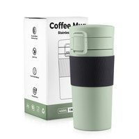 Mug de voyage isotherme en acier inoxydable 304 de 400 ml (14 oz) à double paroi sous vide, couvercle anti-fuite, compatible porte-gobelet voiture, logo personnalisé