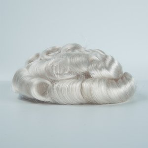 Système capillaire pour hommes, base à nœuds simples, densité 100, cheveux humains indiens, séparation libre, ligne de cheveux pré-décolorée - Product Image 5