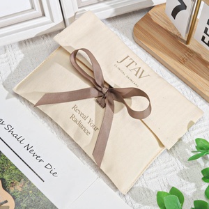 Luxury High-Quality Gift Packaging Custom Logo Printed Herringbone Cotton Dustproof <strong>Envelope</strong> Bag for Jewelry Wallet Cosmetic - Product Image 4