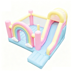 บ้านลมเป่าลมสีพาสเทลรุ่นใหม่ ดีไซน์สีรุ้ง พร้อมสไลเดอร์ บ้านเด้งดึ๋งหลากสีสัน ทำจาก PVC ทนทาน เหมาะสำหรับงานปาร์ตี้เด็ก - Product Image 6