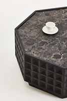 Table basse octogonale en chêne recyclé, minimaliste et moderne, table basse en bois avec texture gaufrée