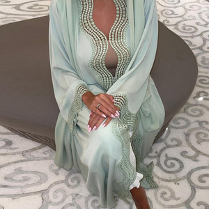 Abaya Modesta Zifeng OEM per Eid e Ramadan, Abito <span class=keywords><strong>Musulmano</strong></span> da <span class=keywords><strong>Donna</strong></span> con Bordo Ricamato, Abaya Dubai in Tessuto Nida - Product Image 4