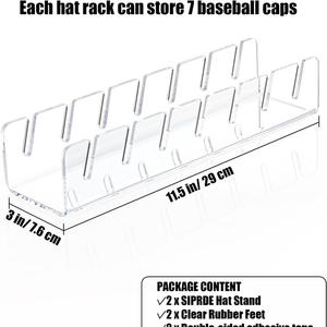 Soporte de Acrílico en Forma de U para Gorras de Béisbol, Venta al por Mayor, Sin Necesidad de Instalación, Capacidad para hasta 14 Gorras, Color Negro/Transparente - Product Image 2