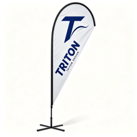 Drapeau plume publicitaire extérieur avec graphisme interchangeable pour affichage en centre commercial