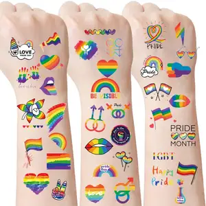 Stiker tato tubuh sementara Gay Pride cinta gradien wajah Kebanggaan pelangi untuk LGBT, BL,Les GL