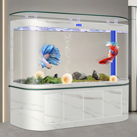 Aquarium pour poissons rouges à double cercle intégré avec verre thermofréssé et filtration par le fond
