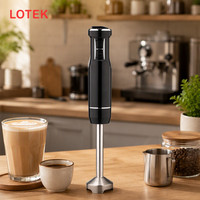 Mixeur Plongeant Électrique 1200W avec Fonction Glace Pilée, Commandes à Bouton-Poussoir, 5+ Vitesses, 4 Lames, Boîtier en Plastique et 7 Accessoires