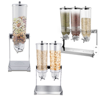 Distributeur de nourriture sèche transparent en PC, conteneur à céréales triple tête en acier inoxydable, distributeur de bonbons et de noix pour buffet
