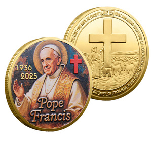 <span class=keywords><strong>Moneda</strong></span> Conmemorativa de Recuerdo <span class=keywords><strong>del</strong></span> <span class=keywords><strong>Papa</strong></span> Francisco, Relieve Religioso de San Lucas, Metal Plateado, Artesanía, Regalo Personalizado, Diseño Gratuito - Product Image 2