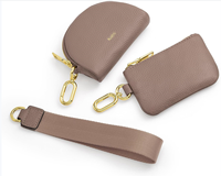 Mini portefeuilles de bracelet en cuir PU pour femmes Zip autour de la double pochette porte-clés bracelet détachable porte-monnaie pochette de changement