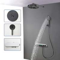 Ensemble de robinet de douche mural intelligent à 3 voies Mélangeur de pluie en laiton Finition chromée Noyau de valve en céramique Support mural caché Technologie japonaise