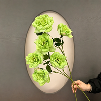 Fleurs artificielles en rose, vente directe d'usine, 3 têtes, impression 3D, bouquets de mariage, fleurs artificielles en rose