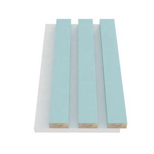 Panel acústico de listón de madera MDF de chapa de PVC azul <span class=keywords><strong>cielo</strong></span> Akupanel enchapado de 3 caras decorativo para pared Interior en respaldo de fieltro PET blanco - Product Image 3