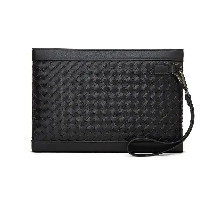 Vente en gros Tendance Mode Nouveau design Armure Durable Carte porte-clés Tissé PU Cuir Hommes Pochette