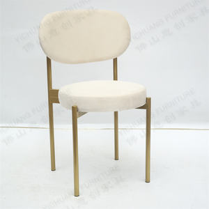 Silla Moderna y Elegante con Marco <span class=keywords><strong>de</strong></span> Hierro Dorado y Cojín Redondo <span class=keywords><strong>de</strong></span> Franela Blanca <span class=keywords><strong>para</strong></span> Eventos y Bodas - Product Image 5