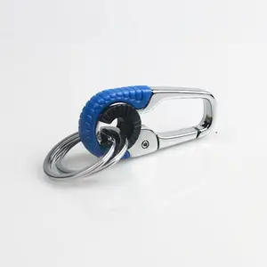 NEW Spining Metal Keychain waist hanging with two rings Stainless Steel Buckle Outdoor Carabiner Climbing Fishing Metal Keychain