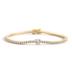 2mm Heart Tennis <b>Bracelet</b> Women's Tennis Chain Couple <b>Stacked</b> Wind Heart Men's <b>Bracelet</b> Tanjing Fashion Lijing Necklace - Product Image 5