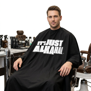 Capa de peluquería impermeable con cierre ajustable en el cuello, modelo "It's Just Alkahal", para cortes de pelo - Capas profesionales de peluquería - Product Image 2