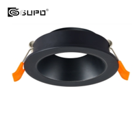 Spot encastré GUPO noir anti-éblouissement à coupelle profonde, avec anneau de finition fixe non rotatif compatible avec les ampoules GU5.3 MR16 GU10