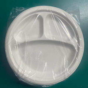 DAMAI Eco-friendly Biodegradable Sugarcane Bagasse 3 Compartment Divided 10 Inch <b>Plates</b> <b>Disposable</b> Round Paper <b>Plates</b> for Party - Product Image 6