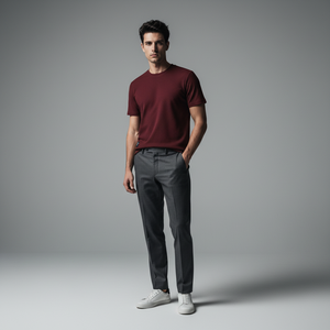 T-shirt Homme Premium 280G en Maille Gaufrée Décontracté Uni Polyester/Coton Épais et Lourd à Maille Lâche Semi-Compressé - Product Image 1