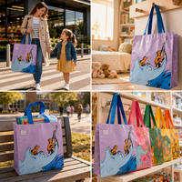 Sac fourre-tout réutilisable en PP tissé laminé imprimé en couleur personnalisée, style dessin animé, imperméable, sac à livres pour enfants, sac promotionnel