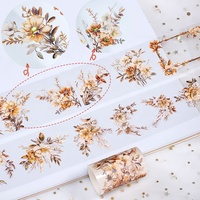Rubans holographiques personnalisés, rubans adhésifs en PET à motifs floraux, rouleaux d'autocollants pour fournitures de scrapbooking, fabrication de cartes