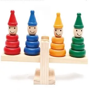 Juego de mesa de equilibrio para Educación Temprana, juguete de madera, payaso, apilador de arcoíris
