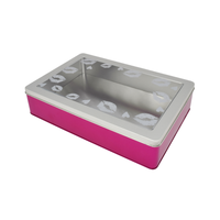 Grande boîte en métal rectangulaire pour emballages cadeaux de Noël avec fenêtre en acrylique pour la présentation des produits