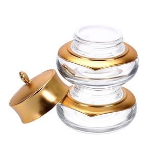 VISTA baru desain mewah kustom emas bulat kaca <span class=keywords><strong>Jar</strong></span> kemasan kosmetik krim wajah wadah krim mata toples dengan topi - Product Image 1