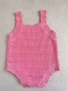 Mono de punto de ganchillo rosa para niñas, mono de algodón orgánico para bebés, ropa de punto - Product Image 4