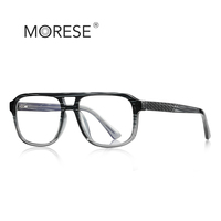 MORESE 2285 Monture de lunettes carrée pour homme, style dessin animé, double pont, verres PC miroir plat, anti-lumière bleue, anti-UV, tendance