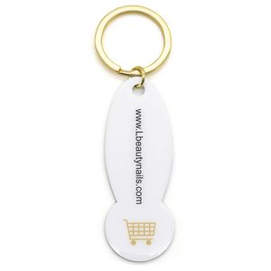 Factory Wholesale High Quality <b>Cheap</b> Metal Trolley Coin Keychain CMYK Printing Shopping Cart Chips Key Holders Laser Logo - Product Image 3