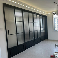 Porte coulissante contemporaine AOSTTER de style français avec montants fins, cadre en alliage d'aluminium haute résistance, cloison de séparation en verre