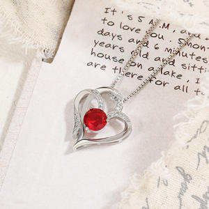 Collier avec pendentifs cœur à cœur plaqué or rose, zircon rouge, chaîne de clavicule, cadeau de fête pour petite amie - Product Image 1