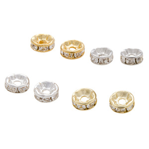 Cuentas de diamantes de imitación para ruedas, espaciadores redondos de circonita cúbica, fornituras de joyería para componentes de fabricación de pulseras DIY, en oro, plata y blanco. - Product Image 4