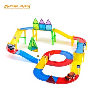 Magplayer Design 45PCs Car Racing Tracks Azulejos de construcción magnéticos Bloques de pista magnética para niños - Product Image 5