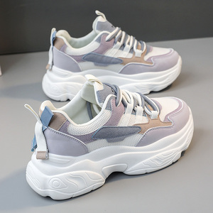 2026 New Colored Women's Autumn Mesh Breathable Increase Thick Sole Versatile Casual Sports Loafers Lace-up <b>Shoes</b> - Product Image 3