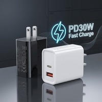Chargeur rapide GaN USB-A Type-C PD30W à succès avec prise EU/US/JP, adaptateur de charge FCC CE PSE pour iPhone 17 16 15PM Samsung