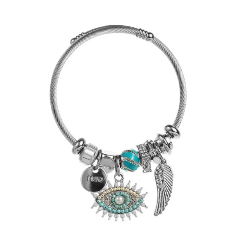 Moda Angel Wings Eyes Charm Bracelets Alloy Jewelry Ajustável Bangles Presente para Mulheres Meninas