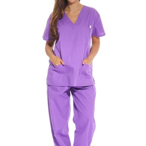 Conjuntos de Uniformes Médicos de Moda para Mujer con Seis Bolsillos (Cuello en V y Pantalón Cargo) de Pierna Recta - Product Image 6