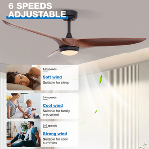 Sản phẩm mới trang trí nhà 60 inch 3 rắn gỗ lưỡi hộ gia đình điều khiển từ xa tiếng ồn thấp dẫn quạt trần với ánh sáng - Product Image 3