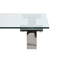 Table basse en acier et verre 130x70x45 finition chromée