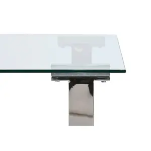 Table basse en acier et verre 130x70x45 finition chromée - Product Image 4