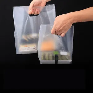 Bolsas de plástico de polietileno esmerilado transparente, bolsas de plástico de ldpe troquelado con asa